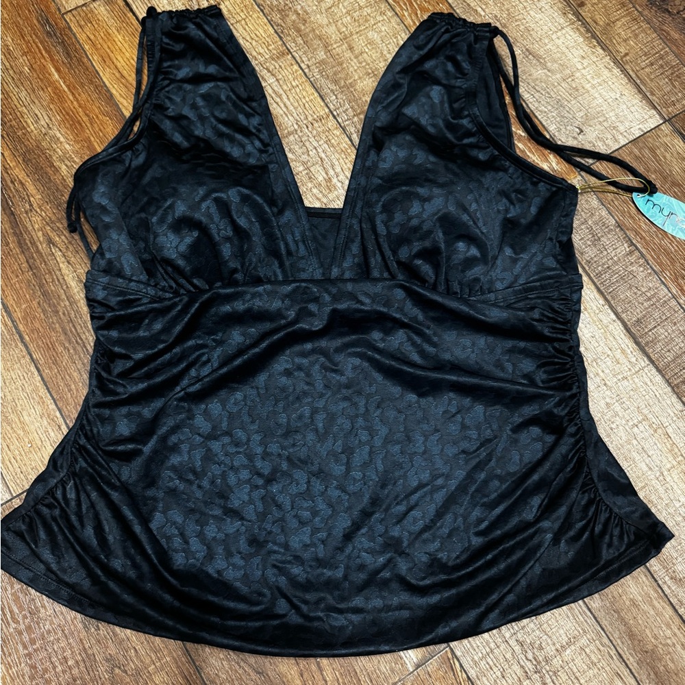 Elegant Black Animal Print Tankini